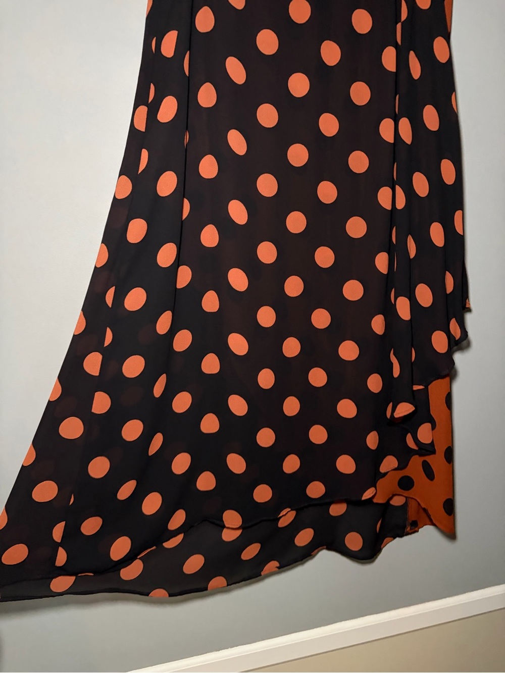 Maeve by Anthropologie Oksana Midi Skirt Orange Black Polka Dot Medium Fall - Picture 2 of 13